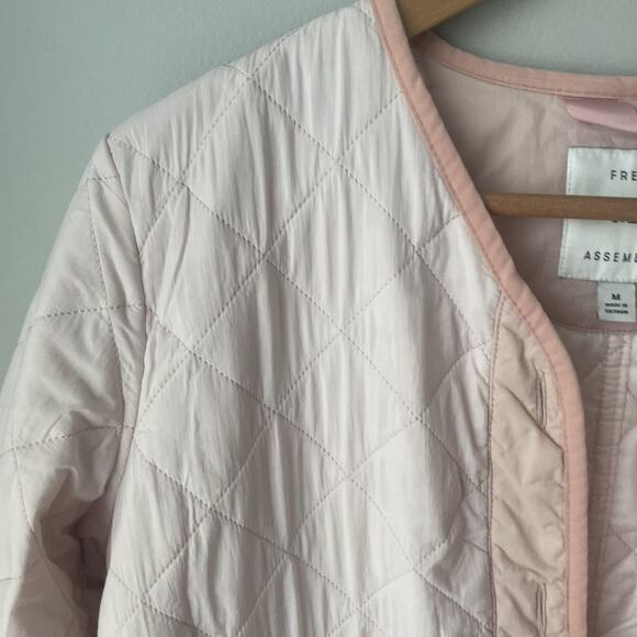Free Assembly Women's Quilted‎ Cinched Waist Liner Jacket Mauve Chalk Size Med - Picture 9 of 16